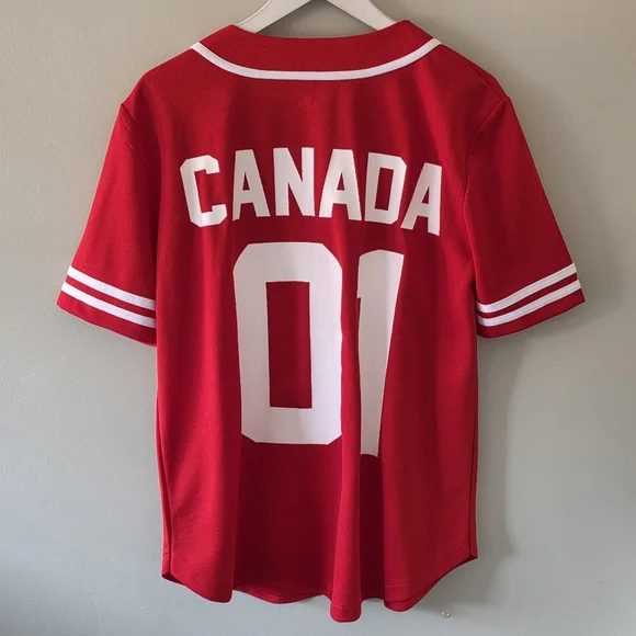 Urban Heritage S Vintage Y2K Patriotic Athletic Sporty Canada Baseball Jersey - Picture 9 of 12